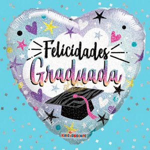 18" Blue "Felicidades Graduada" Spanish Balloon - Dope Balloons