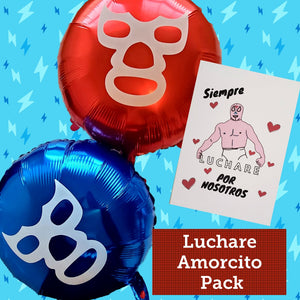 18" Blue & Red Foil Luchador Balloon & Luchare Greeting Card - Dope Balloons