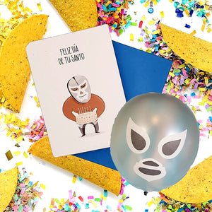 10" Latex Metalic Silver El Santo Balloon & Greeting Card - Dope Balloons