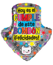 Load image into Gallery viewer, 20&quot; Big Arrow &quot;Hoy es el Cumple de este BOMBON, Felicidades!&quot; Spanish Birthday Balloon - Dope Balloons
