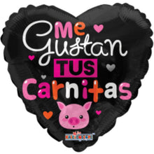 Load image into Gallery viewer, 18&quot; Heart &quot;Me Gustan tus Carnitas&quot; Spanish Balloon - Dope Balloons
