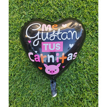 Load image into Gallery viewer, 18&quot; Heart &quot;Me Gustan tus Carnitas&quot; Spanish Balloon - Dope Balloons
